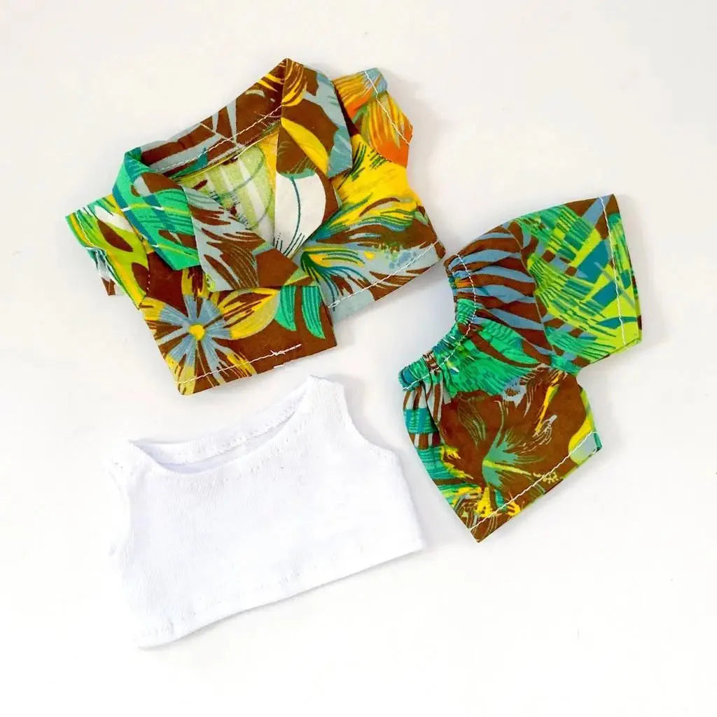 Labubu 3.0 Non-Official Hawaii Beach Outfit – Tropical Doll Clothes Set DollZio