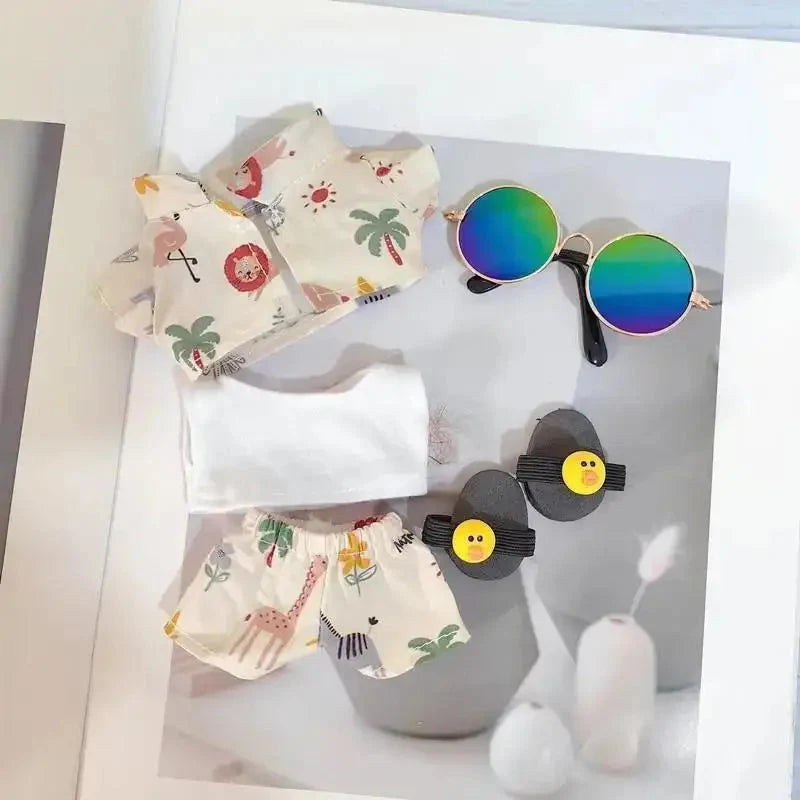Labubu 3.0 Non-Official Hawaii Beach Outfit – Tropical Doll Clothes Set DollZio