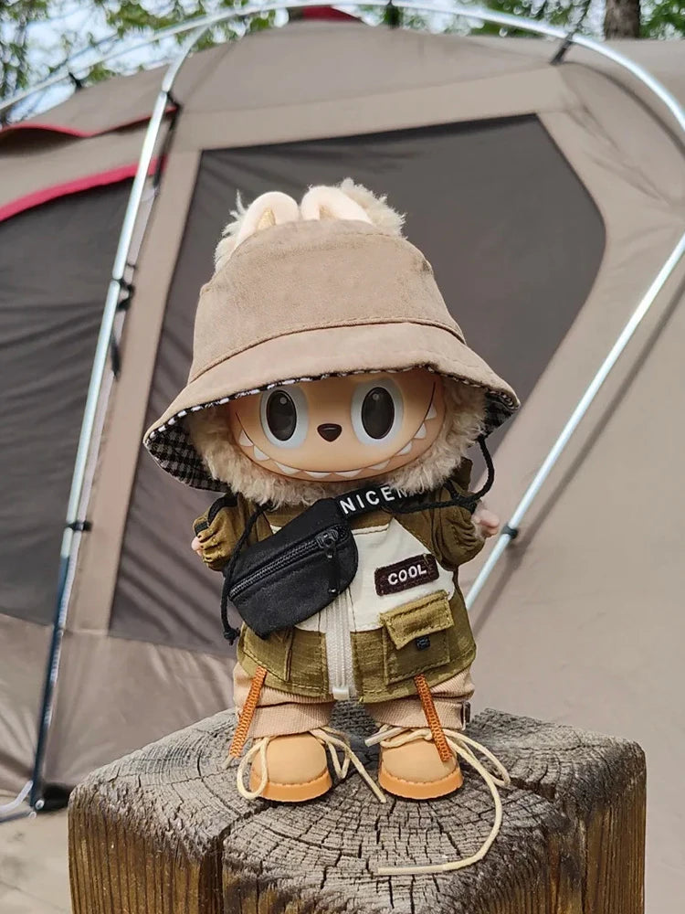 Compatible with Labubu Dolls: Cool Coat Outfit with Pants & Shoes