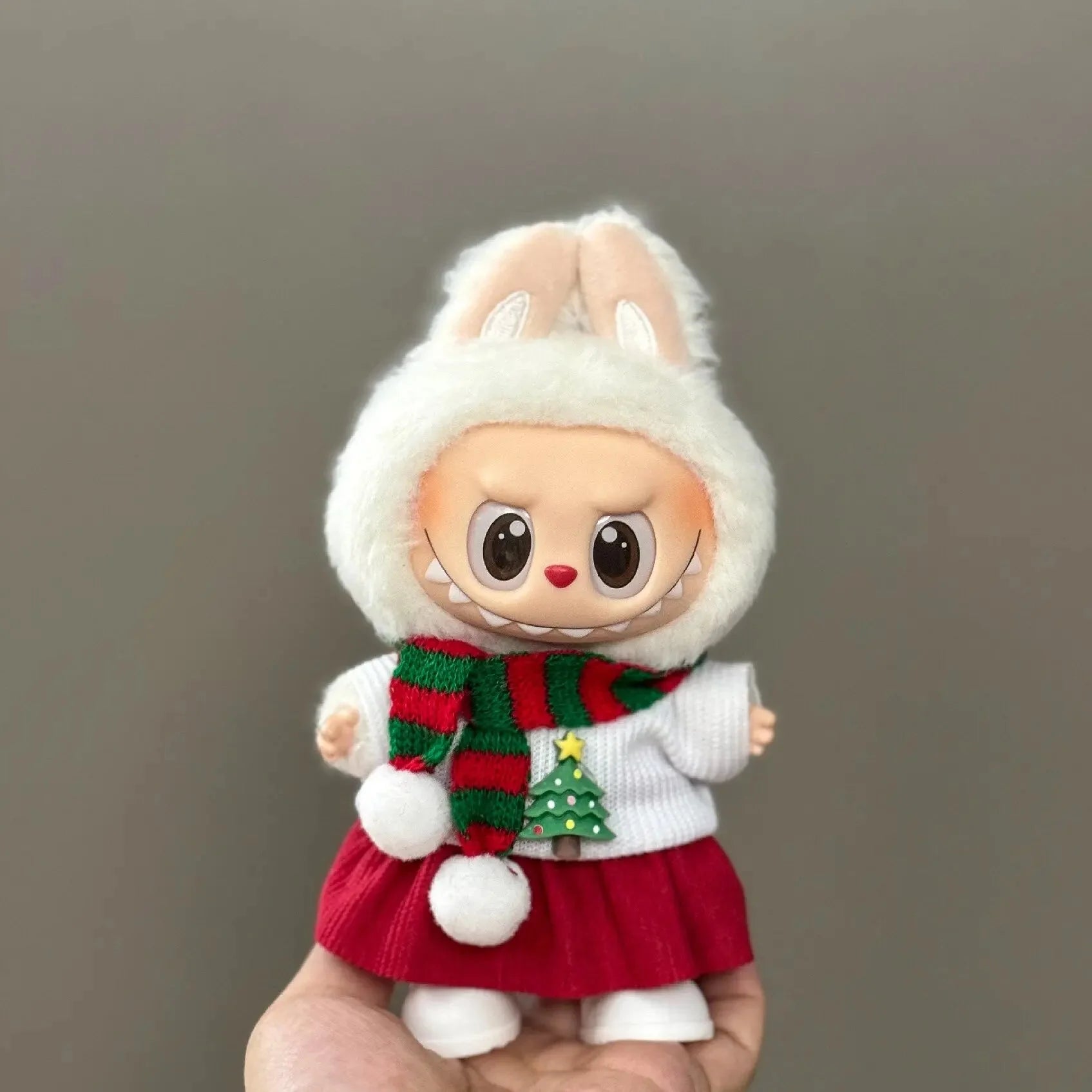 Labubu Christmas Deer Outfit – Non-Official Red Festive Clothes Set DollZio