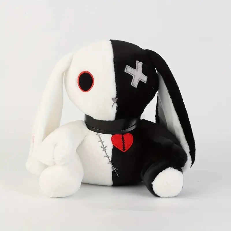Conejito gótico de peluche espeluznante: lindo y espeluznante peluche blanco y negro