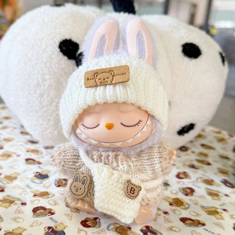 17cm Labubu Doll Clothes Set | Non-Official Sweater, Hat, & Accessories DollZio