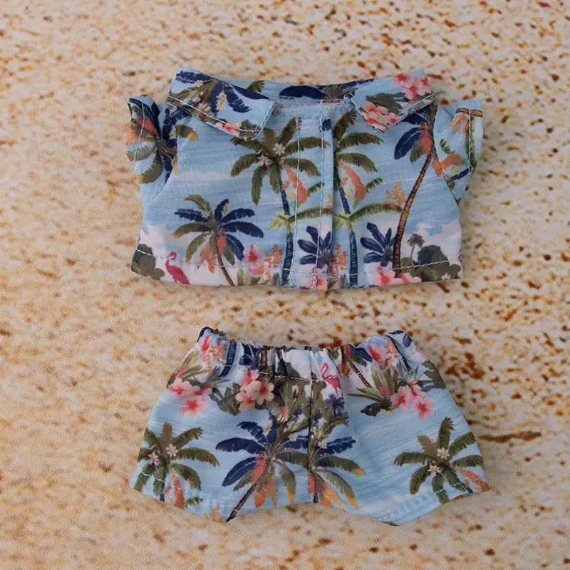 Labubu 3.0 Non-Official Hawaii Beach Outfit – Tropical Doll Clothes Set DollZio