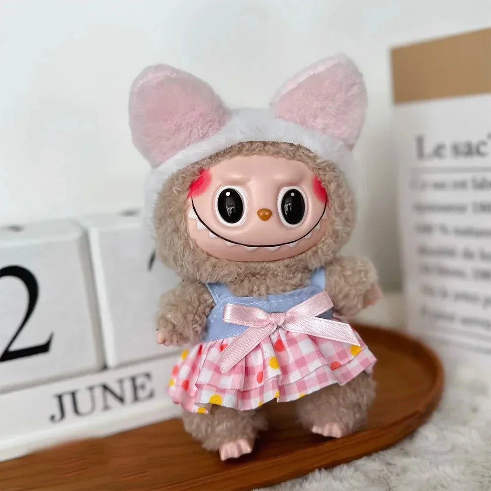 Cute 17cm Labubu Doll Hoodie - Non-Official Kawaii Doll Clothes DollZio