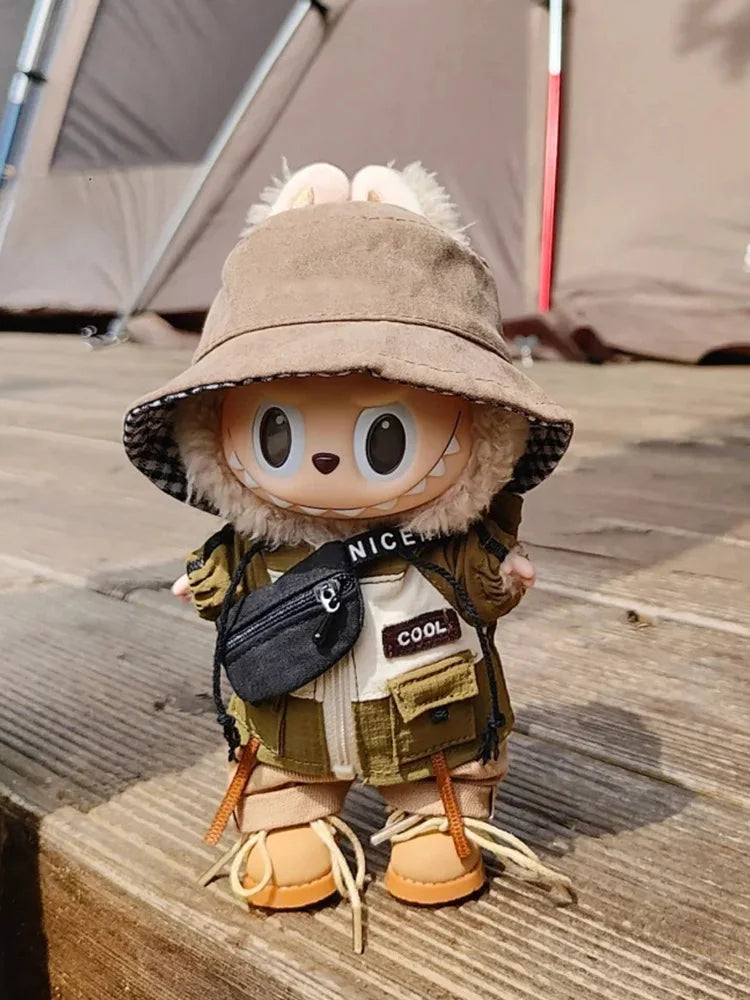 Compatible with Labubu Dolls: Cool Coat Outfit with Pants & Shoes