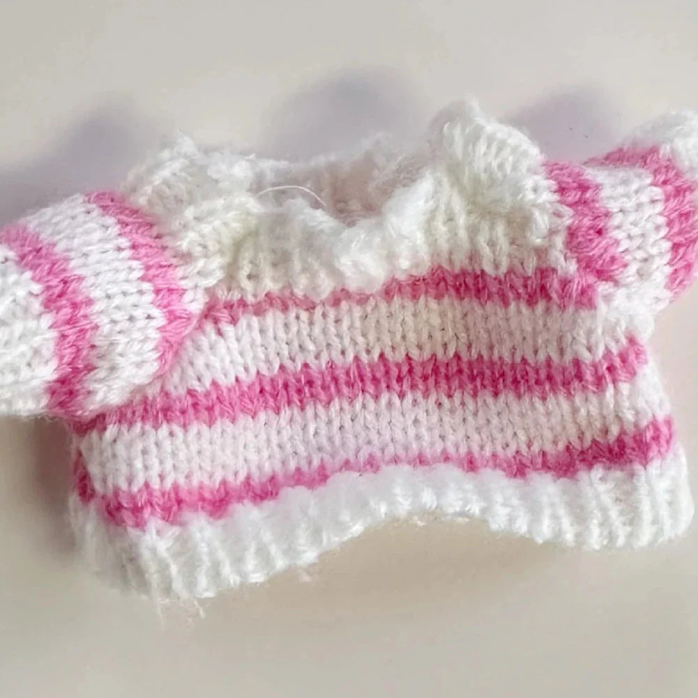 Pink Striped Sweater Set for 17 cm Labubu Doll – Non-Official DollZio
