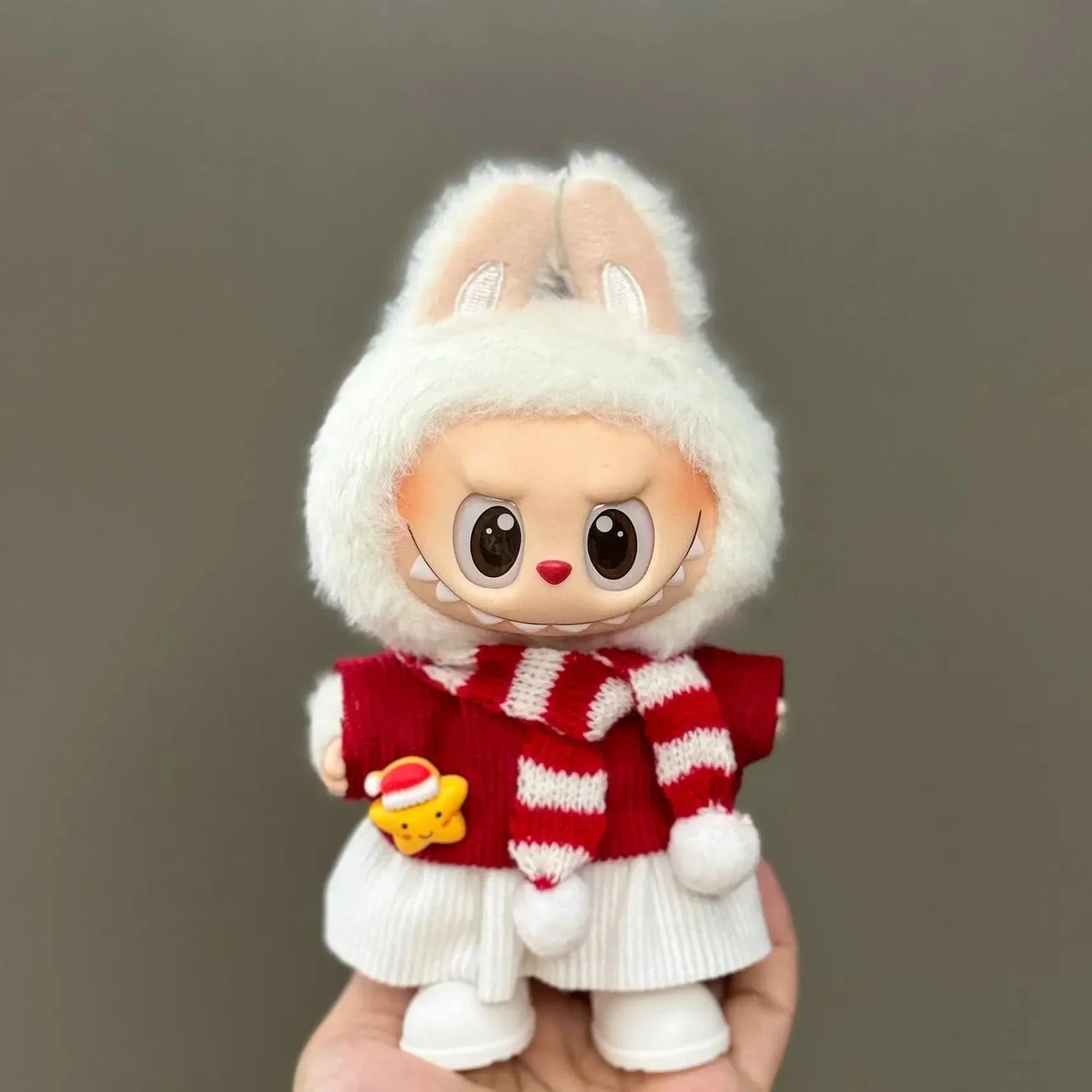 Labubu Christmas Deer Outfit – Non-Official Red Festive Clothes Set DollZio