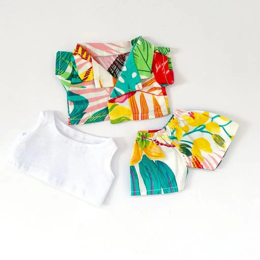 Labubu 3.0 Non-Official Hawaii Beach Outfit – Tropical Doll Clothes Set DollZio