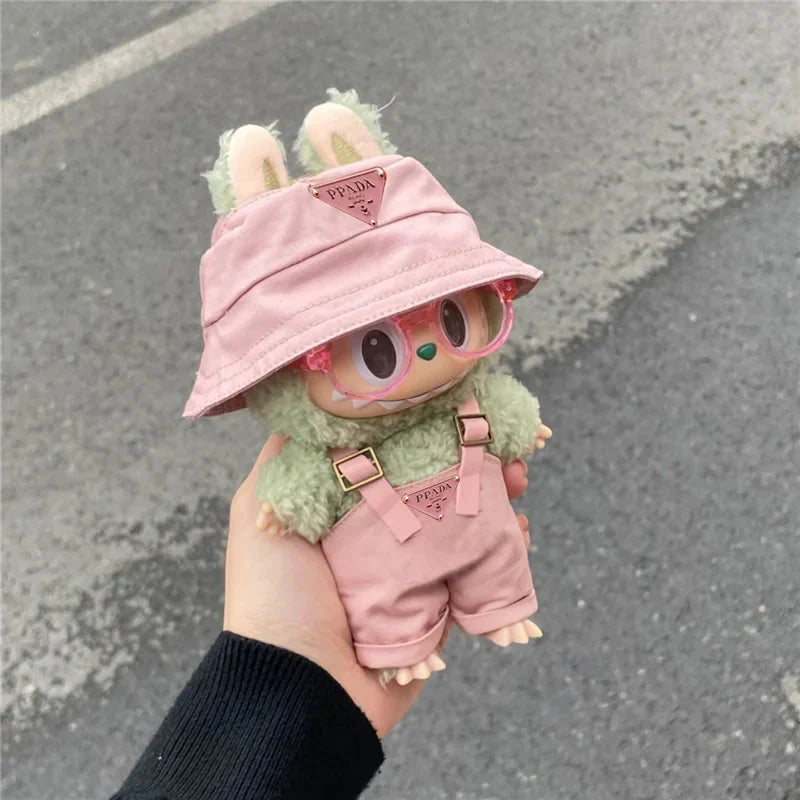Labubu 15–17cm Non-Official Fisherman Hat & Overalls Set DollZio