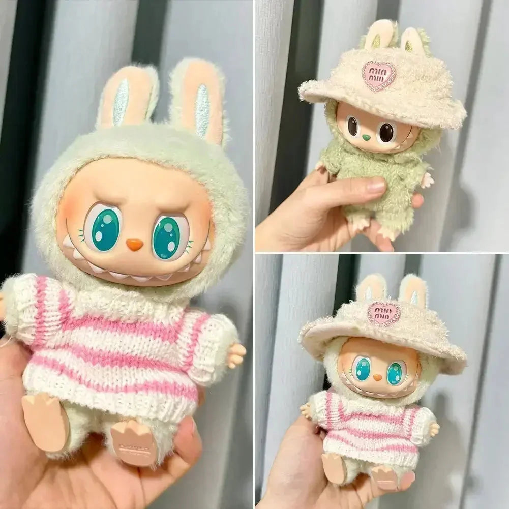 Labubu Idol Sweater – 17 cm Non-Official Striped Sweater for Sitting Doll DollZio