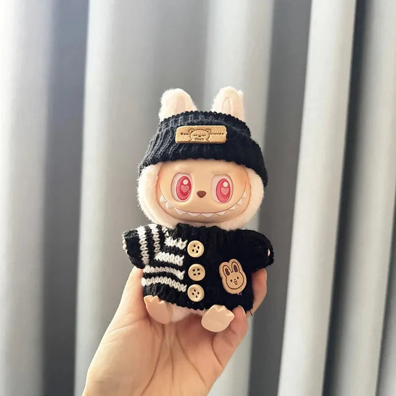 Labubu 17 cm Non-Official Bear Logo Scarf & Hat Set DollZio