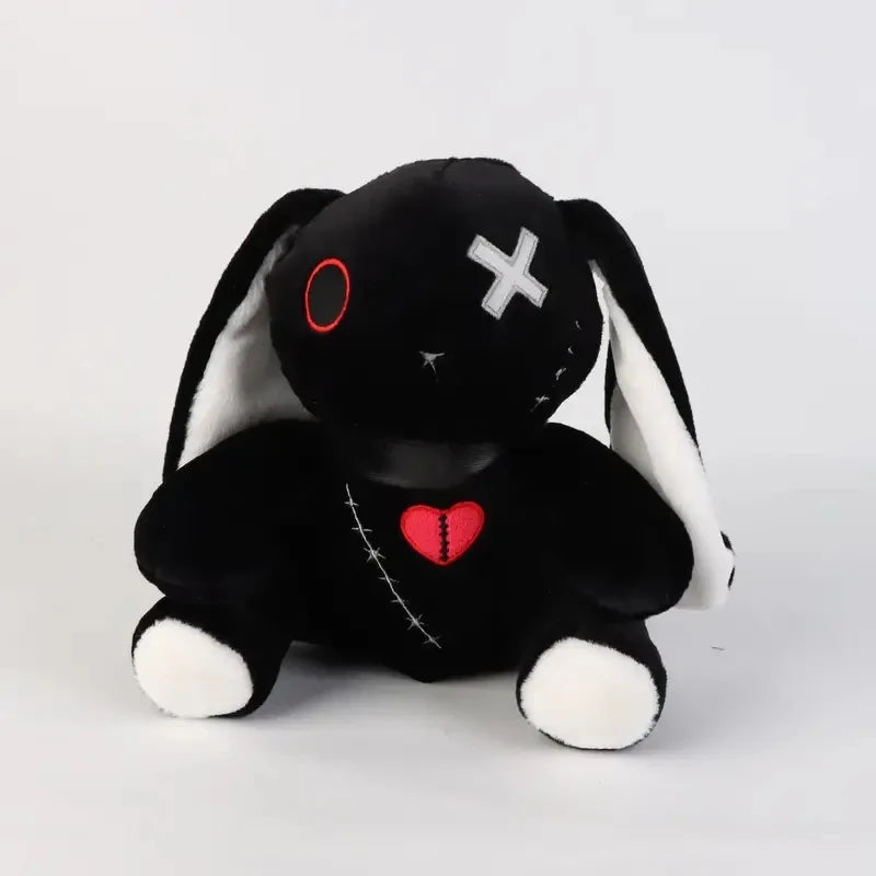 Conejito gótico de peluche espeluznante: lindo y espeluznante peluche blanco y negro