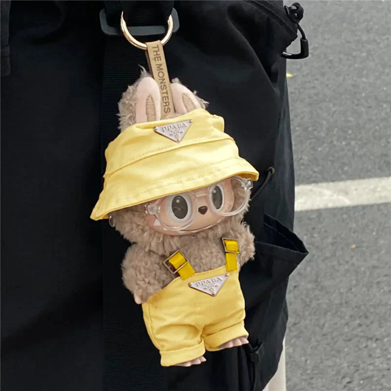 Labubu 15–17cm Non-Official Fisherman Hat & Overalls Set DollZio