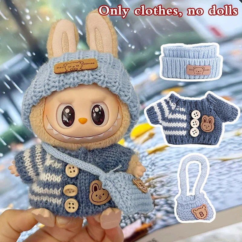 17cm Labubu Doll Clothes Set | Non-Official Sweater, Hat, & Accessories DollZio