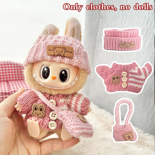 17cm Labubu Doll Clothes Set | Non-Official Sweater, Hat, & Accessories DollZio
