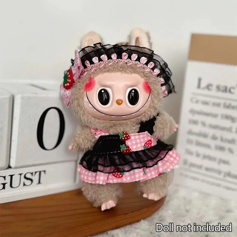 Cute 17cm Labubu Doll Hoodie - Non-Official Kawaii Doll Clothes DollZio