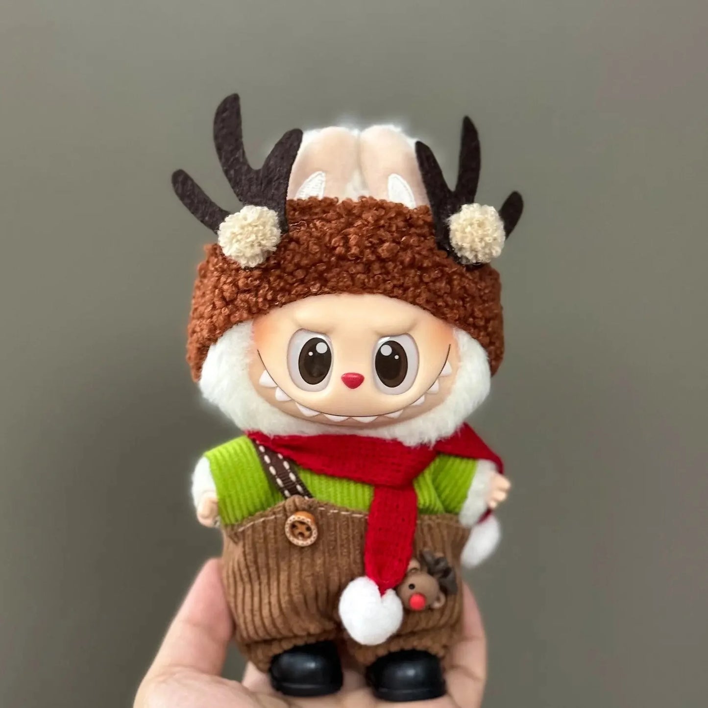 Labubu Christmas Deer Outfit – Non-Official Red Festive Clothes Set DollZio