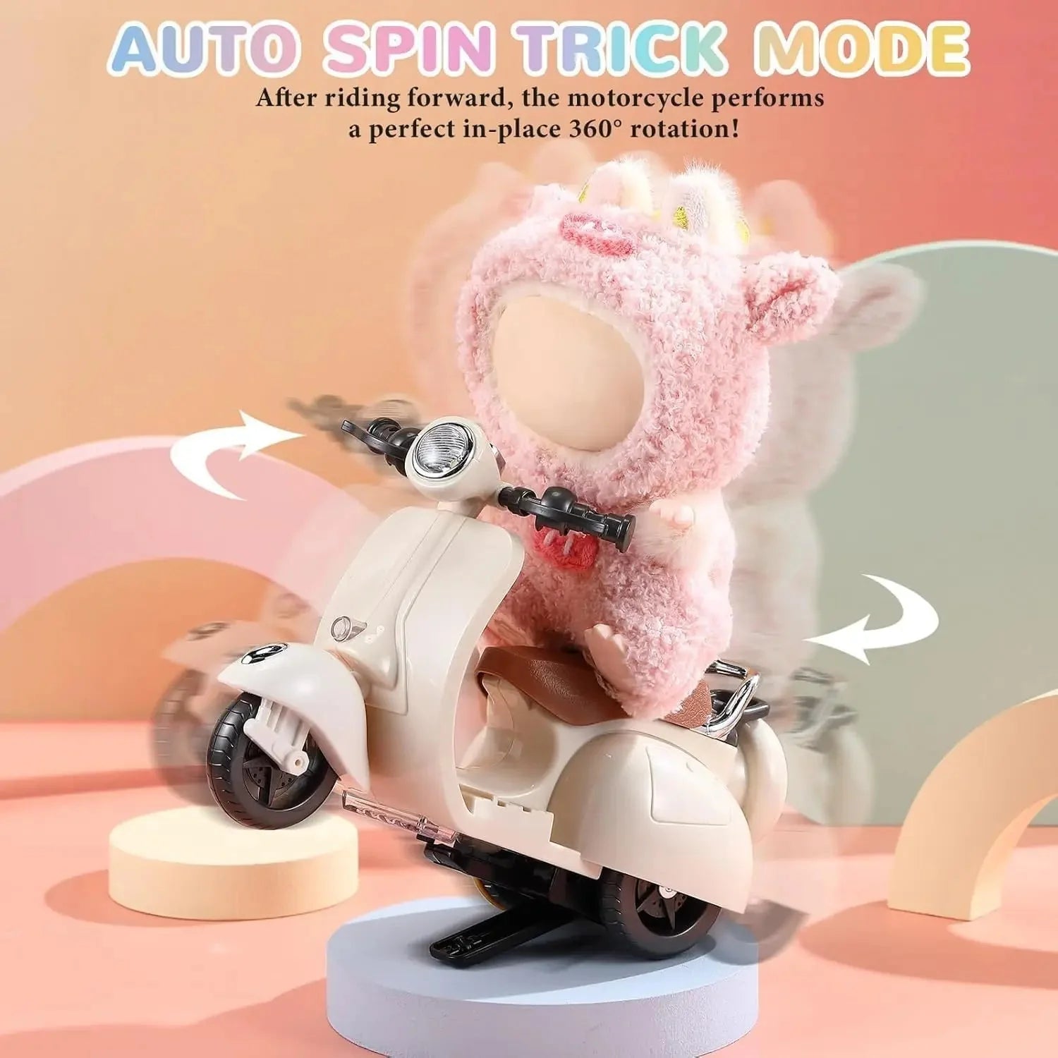Labubu Mini Electric Motorcycle – Light & Music Doll Accessory DollZio
