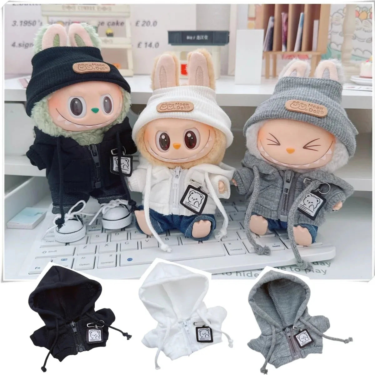 17cm Labubu Doll Non-Official Clothes Pendant Set DollZio
