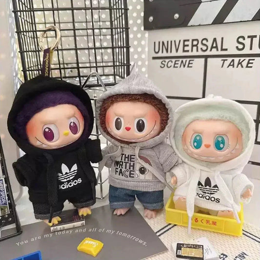 17cm Labubu I II Doll Clothing Fashion Hoodie Pants Sweatshirt Korean Idol Trendy DIY Doll Clothing Accessories Toy Gift DollZio