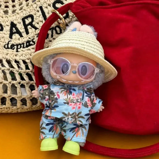 Labubu 3.0 Non-Official Hawaii Beach Outfit – Tropical Doll Clothes Set DollZio