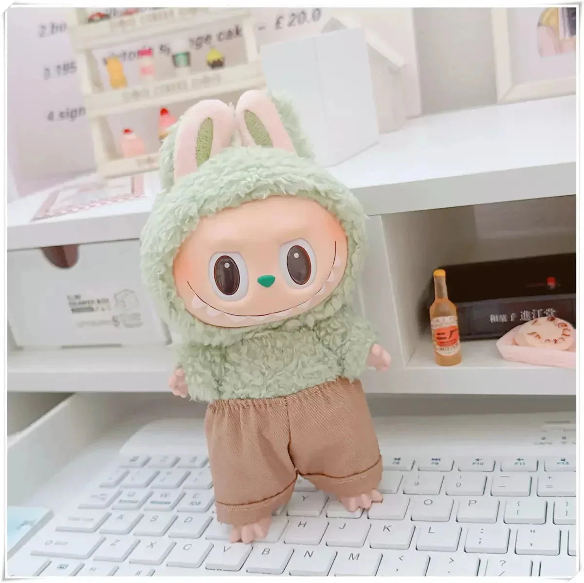 17cm Labubu I II Doll Clothing Fashion Hoodie Pants Sweatshirt Korean Idol Trendy DIY Doll Clothing Accessories Toy Gift DollZio