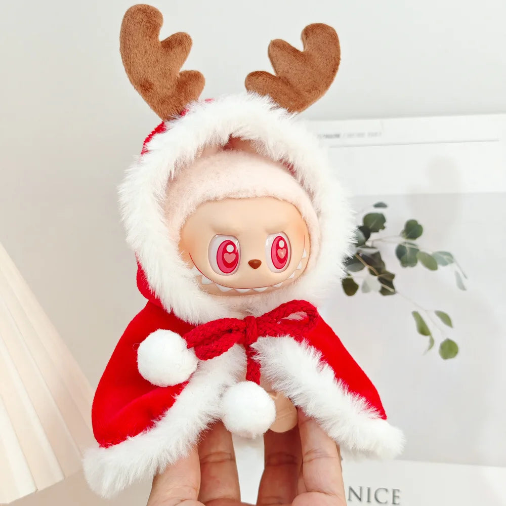 Compatible con muñecas Labubu: Conjunto de suéter y gorro de Papá Noel