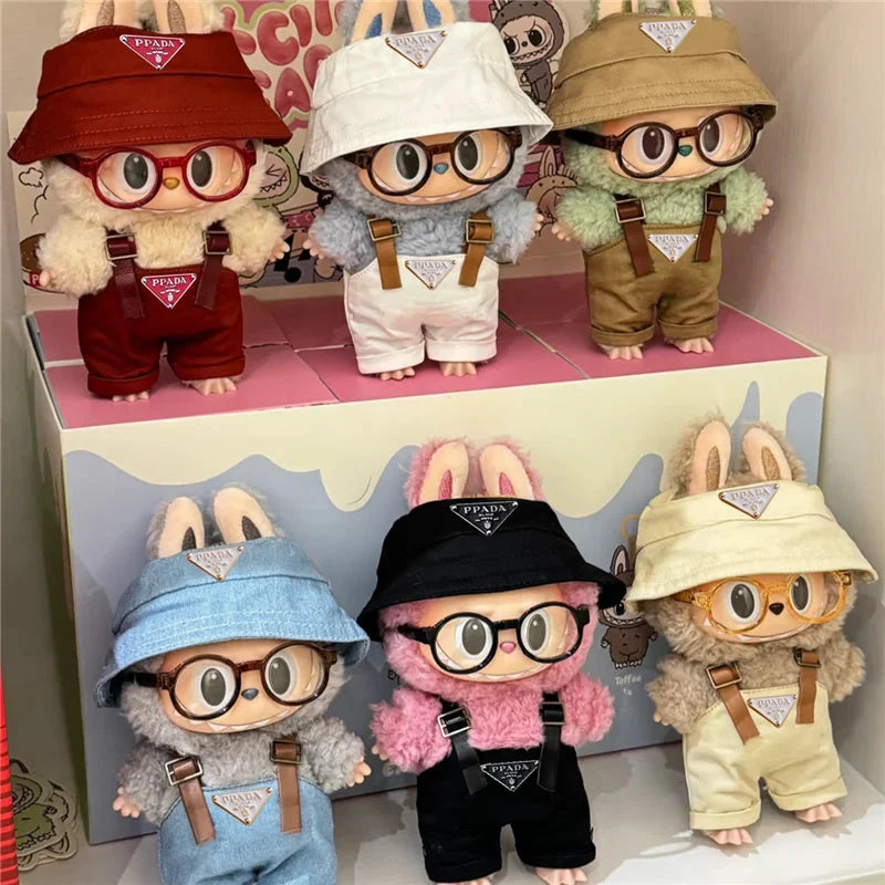 Labubu 15–17cm Non-Official Fisherman Hat & Overalls Set DollZio