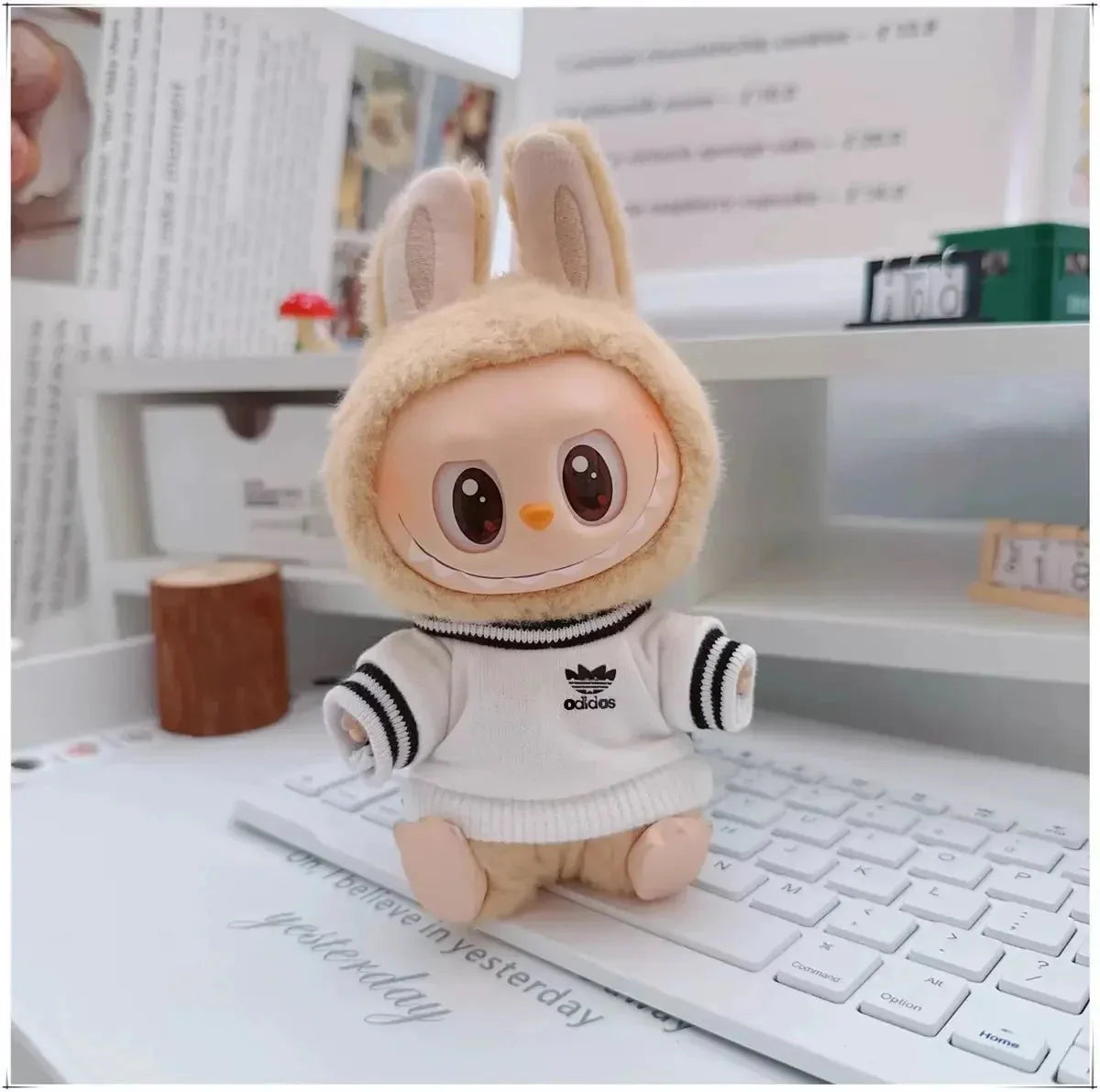 17cm Labubu I II Doll Clothing Fashion Hoodie Pants Sweatshirt Korean Idol Trendy DIY Doll Clothing Accessories Toy Gift DollZio