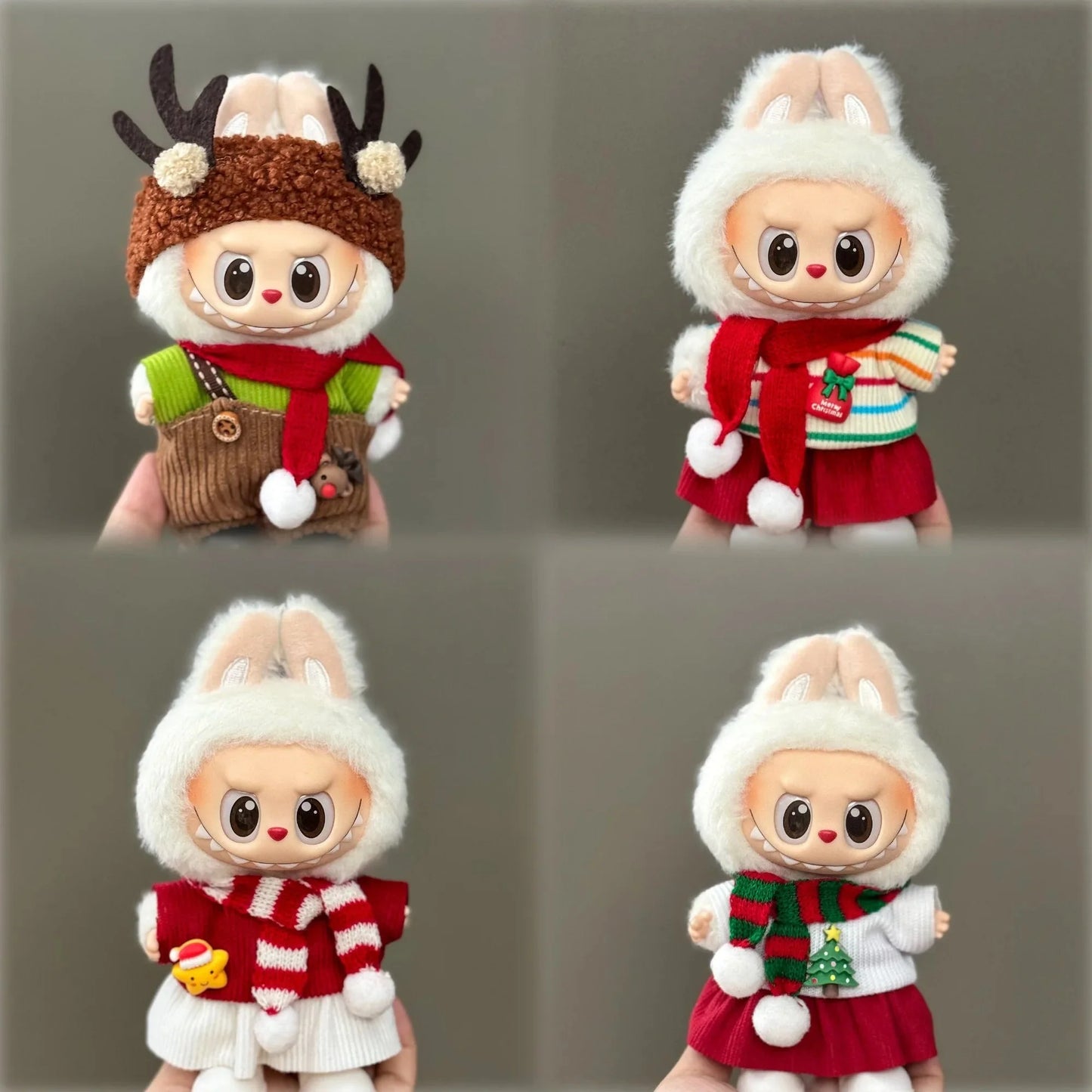 Labubu Christmas Deer Outfit – Non-Official Red Festive Clothes Set DollZio