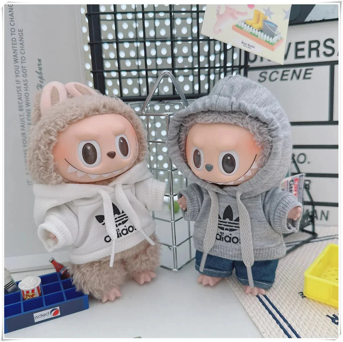 17cm Labubu I II Doll Clothing Fashion Hoodie Pants Sweatshirt Korean Idol Trendy DIY Doll Clothing Accessories Toy Gift DollZio