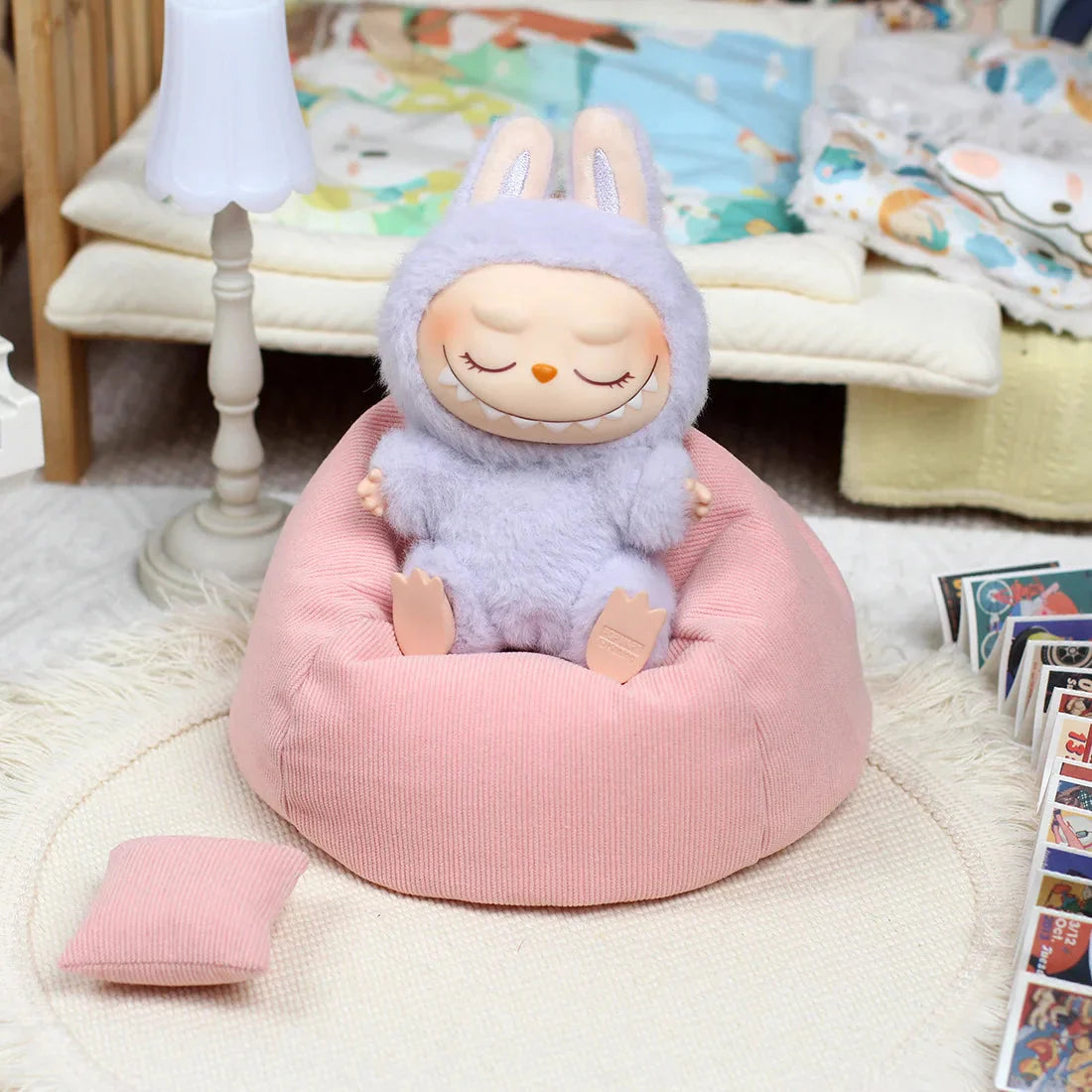 Mini Plush Sofa Bed for Labubu Dolls – Non-Official for V1/V2/V3 DollZio