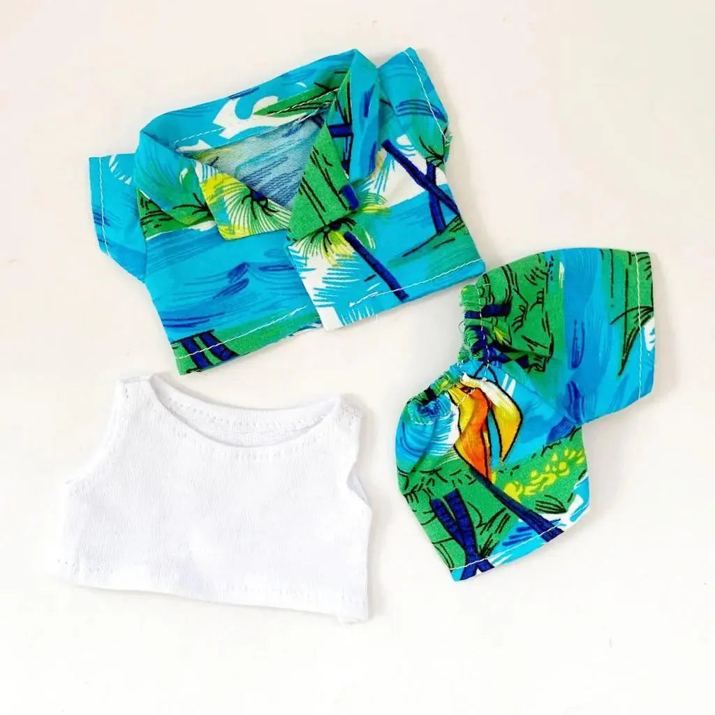 Labubu 3.0 Non-Official Hawaii Beach Outfit – Tropical Doll Clothes Set DollZio